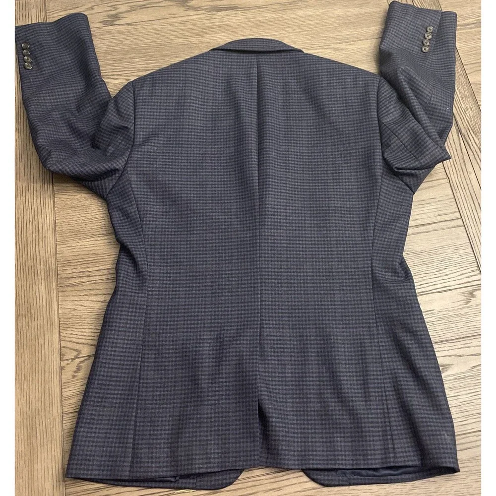 Ralph Lauren Dillards Mens Blazer Custom Fit Jacket Size 40 S Blue Plaid Coat